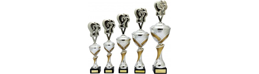 BOXING GLOVES METAL TROPHY  - AVAILABLE IN 5 SIZES